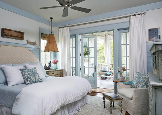 Pale Blue and White Coastal Inspired Bedroom