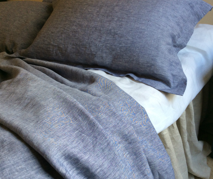 CHAMBRAY DENIM Duvet Cover-Handmade from 100% linen