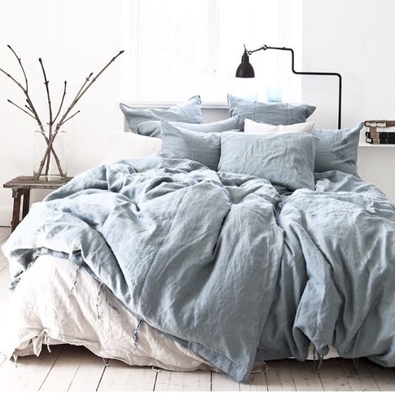 Blue and white bedding