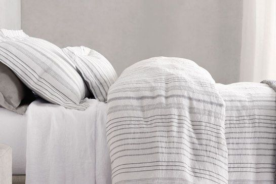 Grey and White Striped Duvet Cover Set