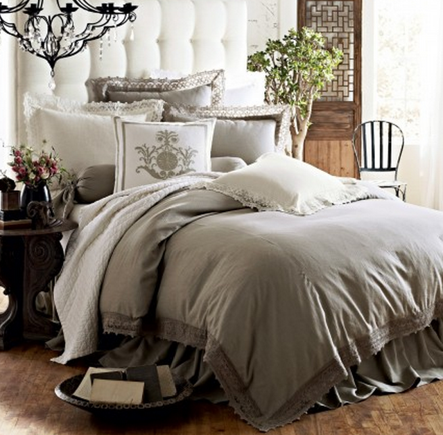 Lili Alessandra Theresa Flax Linen Duvet Cover,