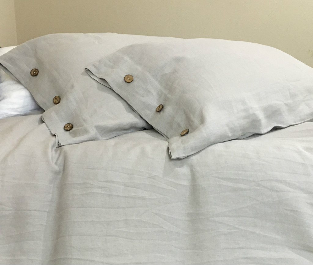 Stone Grey Button Duvet Cover