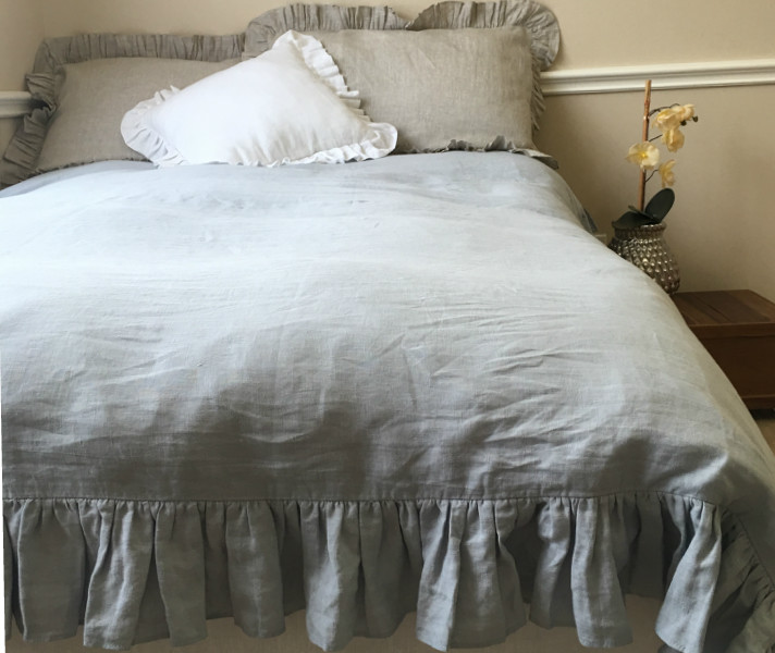 duck egg blue ruffle duvet cover