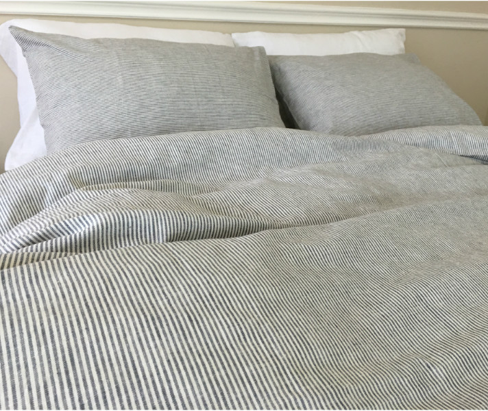 Striped Duvet Cover Handmade In Natural Linen Superior Custom