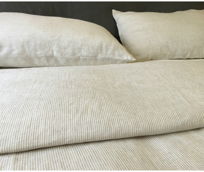 Striped Duvet Cover Handmade In Natural Linen Superior Custom