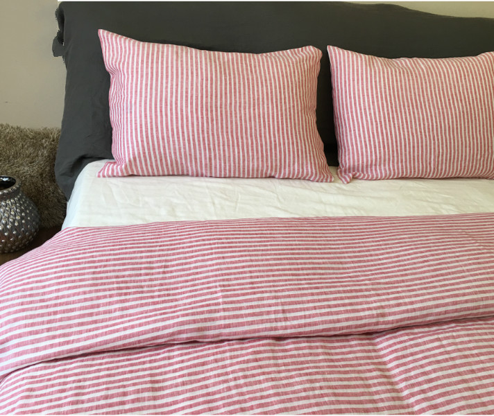 Striped Duvet Cover Handmade In Natural Linen Superior Custom