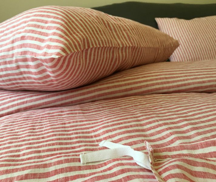 Striped Duvet Cover Handmade In Natural Linen Superior Custom