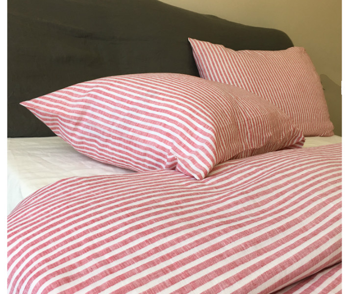 red and white striped bedding