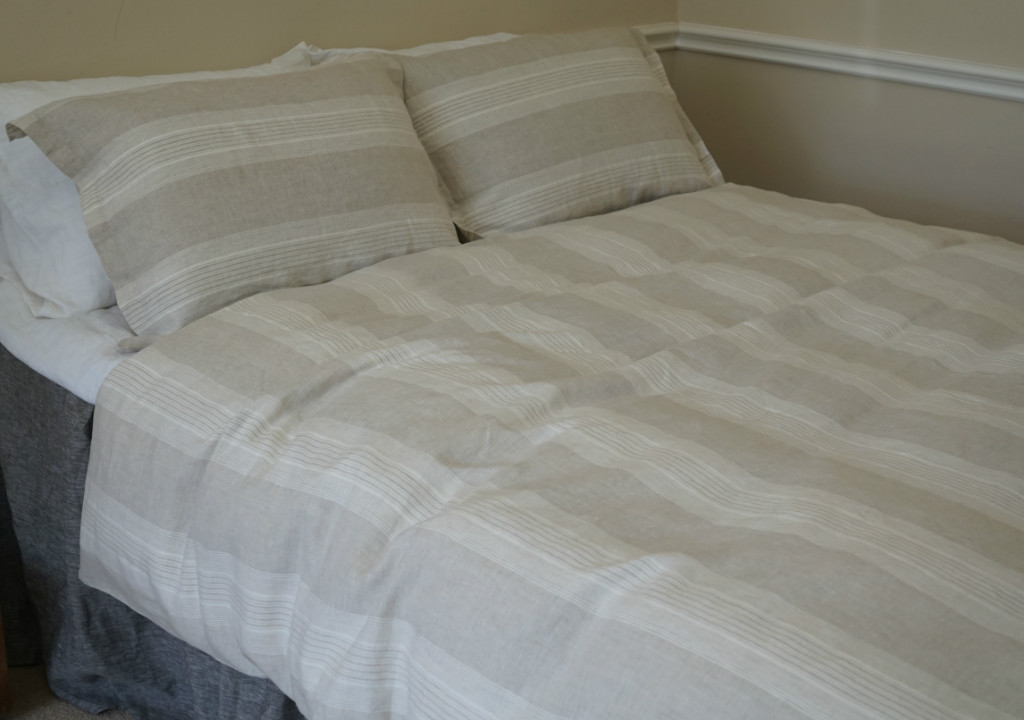Natural Linen Striped Duvet Cover