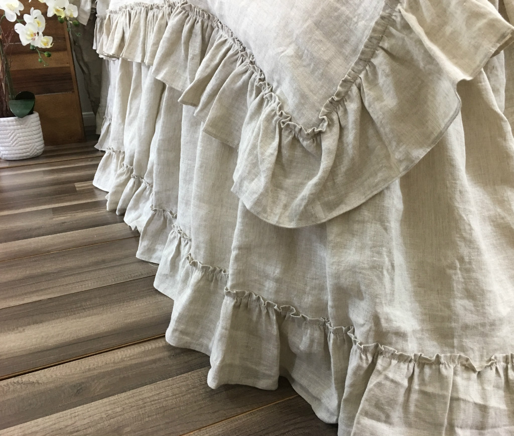 Linen Bed Skirt with Country Ruffle Hem