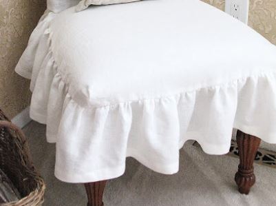 White linen dinning chair slipcover