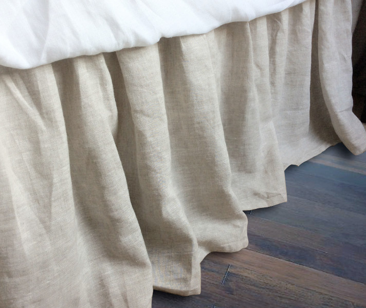 linen bed skirt gathered ruffle