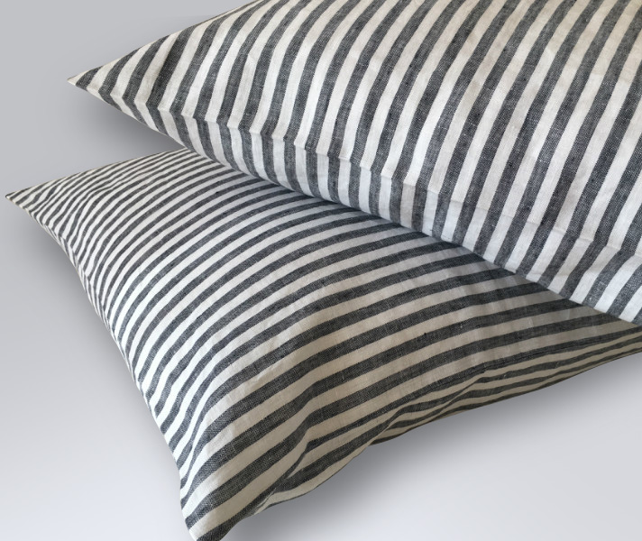 Dark Navy and White Striped Euro Sham Cover, 