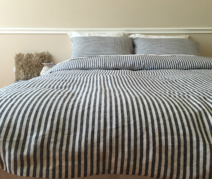 Striped Duvet Cover Handmade In Natural Linen Superior Custom