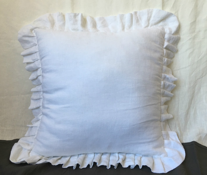 White Euro Sham Pleated Ruffle