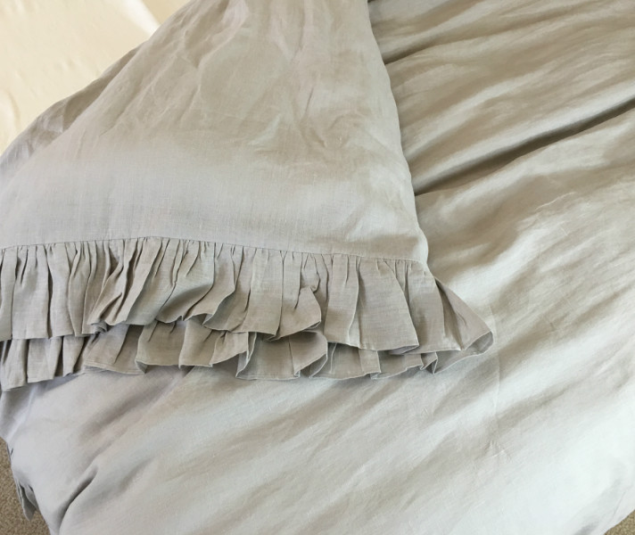 stone grey ruffle duvet cover