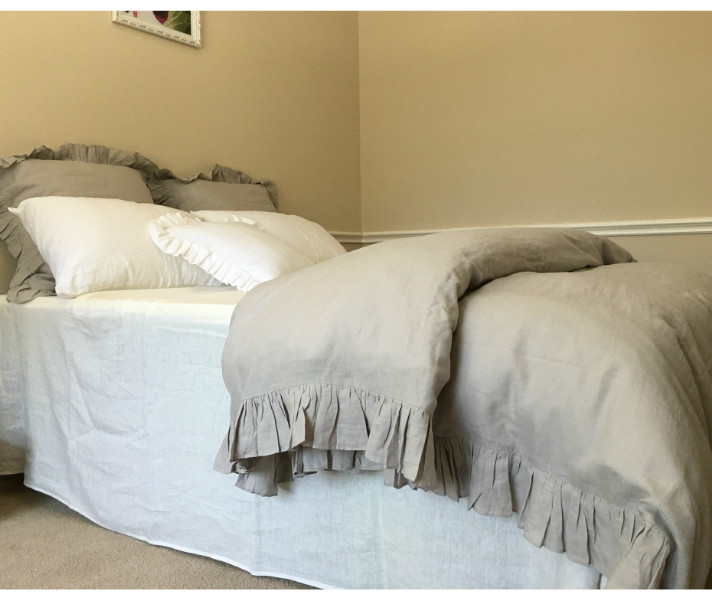 STONE GREY Ruffled Duvet Cover