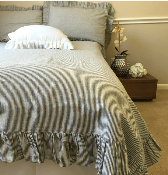 Gorgeous Self Ruffled Duvet Covers Handmade In Natural Linen